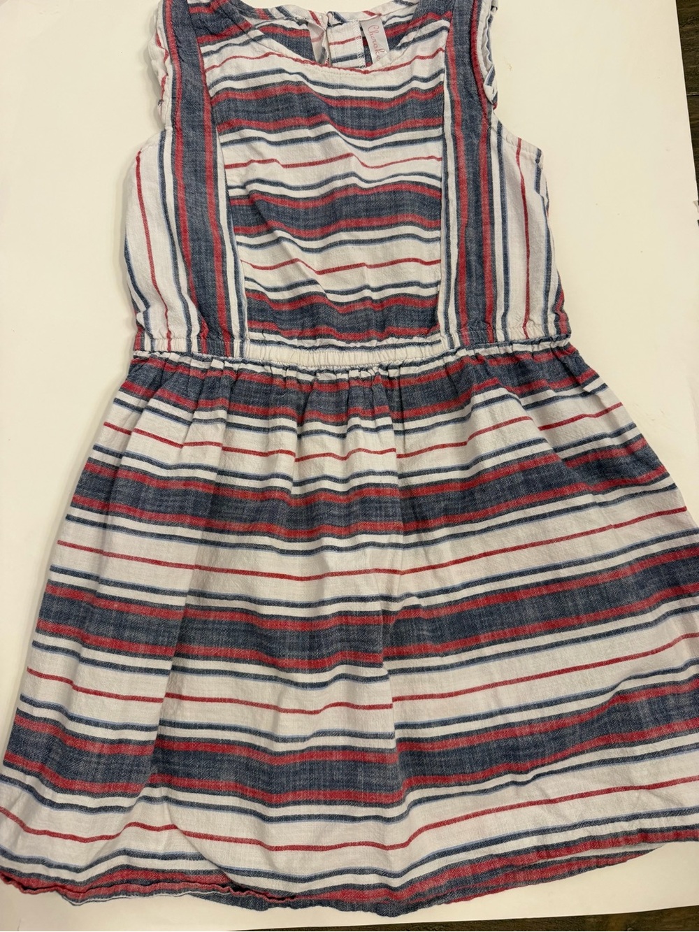 Cherokee Girls' Red white blue cotton  Striped Sleeveless Dress size 10/12